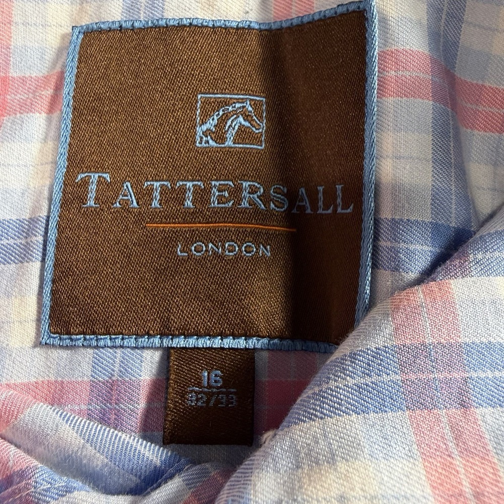 Tattersall London Long Sleeve Dress Shirt Pink/blue/white Check Size 16 - Picture 5 of 9